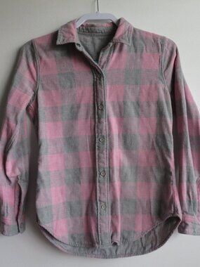 Faherty Reversible Pink Grey Flannel Snap Shirt Women's XS